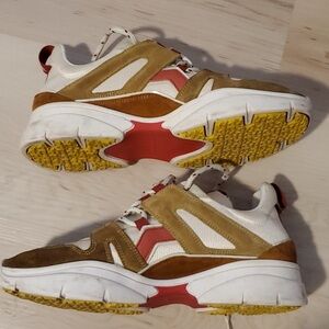 Isabel Marant Red and Tan Sneakers